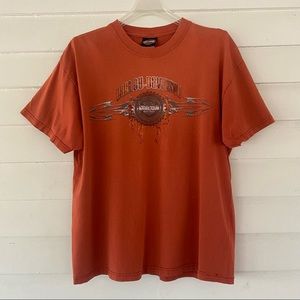 Harley Davidson Dallas TX Mens Logo T-Shirt Short Sleeve Orange L